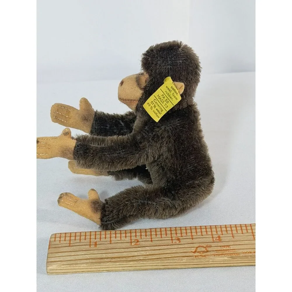VTG Steiff Monkey Jocko Jointed Mohair Button 0020/16 Austria Germany 4.5